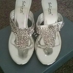 Silver Rhinestone Sandals